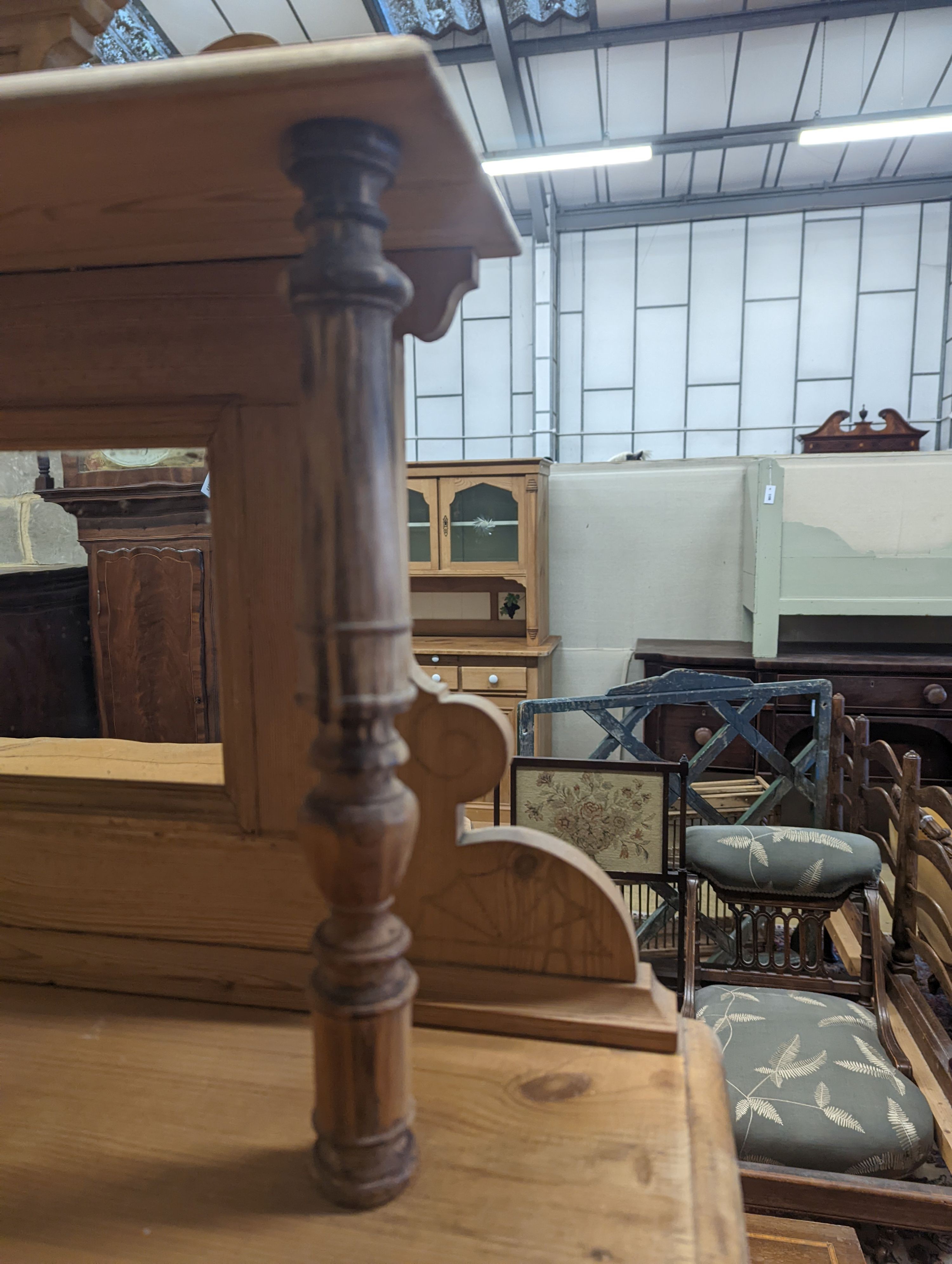 A 19th century Eastern European pine chiffonier, width 90cm depth 48cm height 176cm